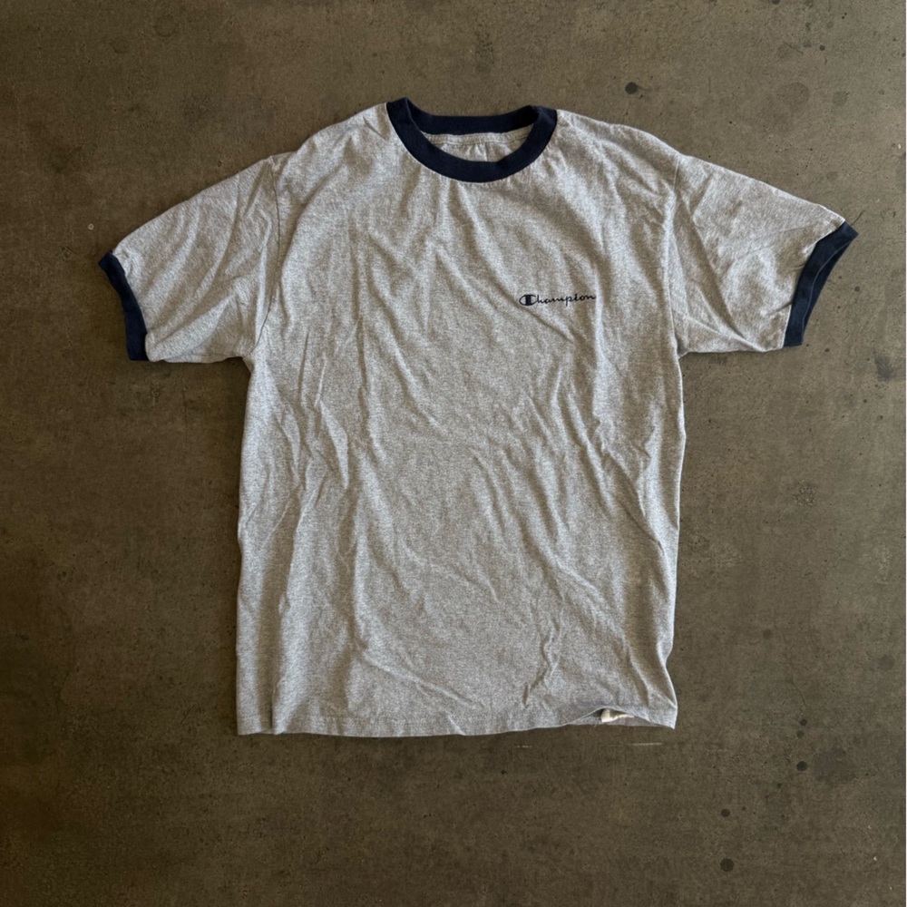 Champion Heather Gray Ringer Tee M